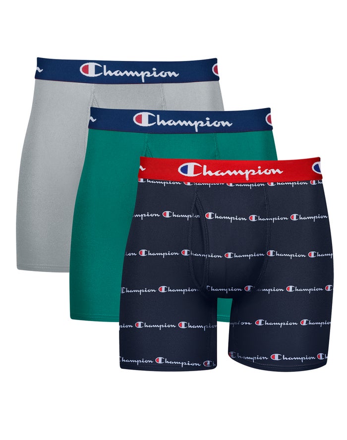 Champion Herre Underbukser Grå/Grøn/Mørkeblå - Lightweight & Breathable 3-Pairs - Danmark LRS-806941